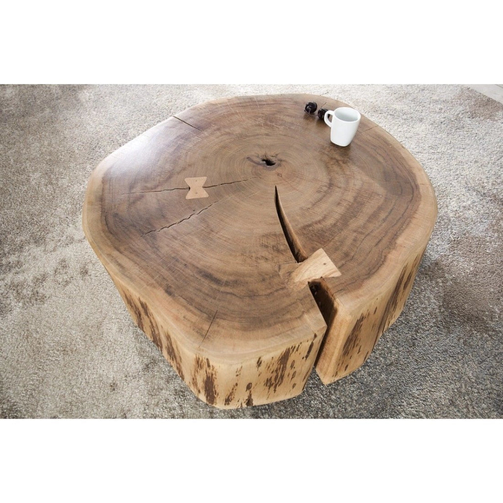 Tavolino basso NOMA rotondo 60 cm in legno massiccio di acacia – Tavolino basso design con piede in metallo discreto