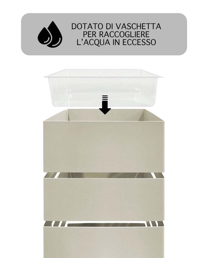 Portaombrelli Interno Esterno  Elegante in Metallo Con Ganci Per Ombrellini Design Moderno Modello 9 Tortora