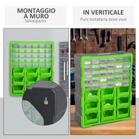 Cassettiera Box per Accessori Minuteria Verde 38x16x47.5 cm