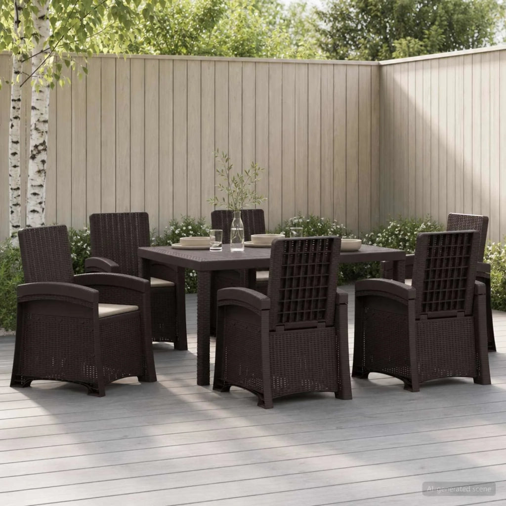 Set da Pranzo per Giardino 7 pz Marrone e Tortora PP 3430141