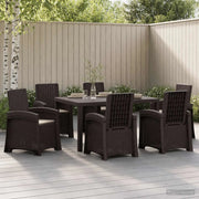 Set da Pranzo per Giardino 7 pz Marrone e Tortora PP 3430141