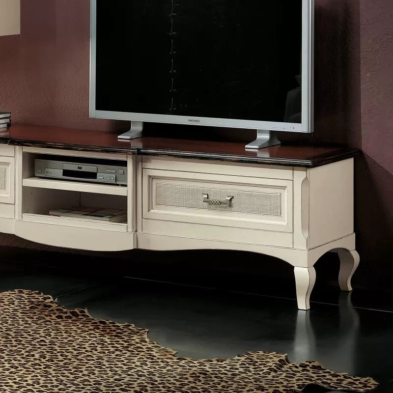 Parete attrezzata porta tv classica legno bicolore shabby - Mobili 2G