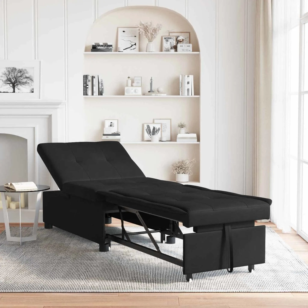 Divano letto | Sof¨¤ letto | Letto singolo Estraibile Nero 194 x 67 x 82 cm Microfibra
