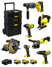 STANLEY FatMax Kit SVK701 (SFMCH900 + SFMCG400 + SFMCD711 + SFMCF800 + SFMCS500 + SFMCS600 + SFMCL020 + 3 x 4,0 Ah + Caddy 3en1)