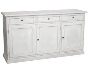 Credenza madia buffet in legno Shabby chic 3 ante mod Martini bianco anticato