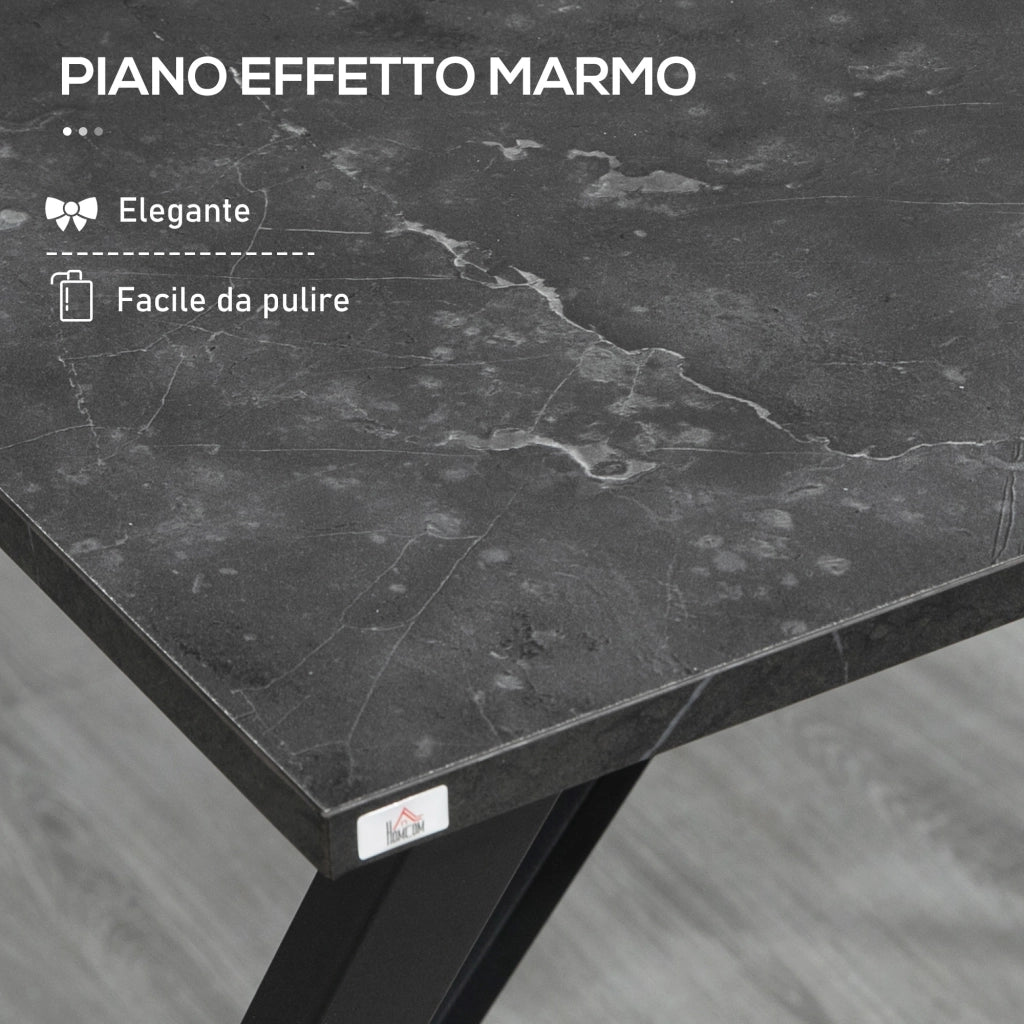 Tavolo bar alto effetto marmo legno acciaio ¨C Xylo ¨C nero 120x60x102 cm