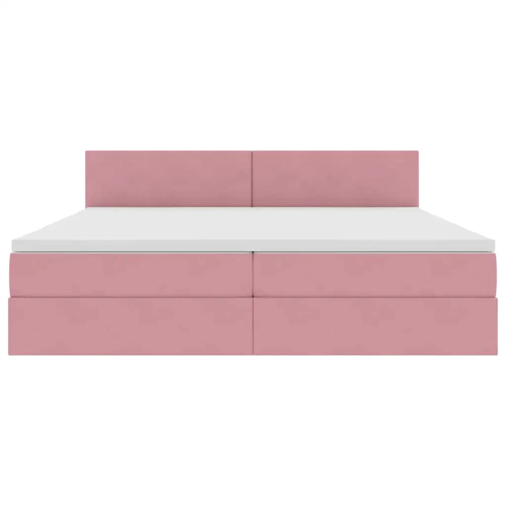 Letto con contenitore LED e materasso Rosa 200 x 200 cm Velluto