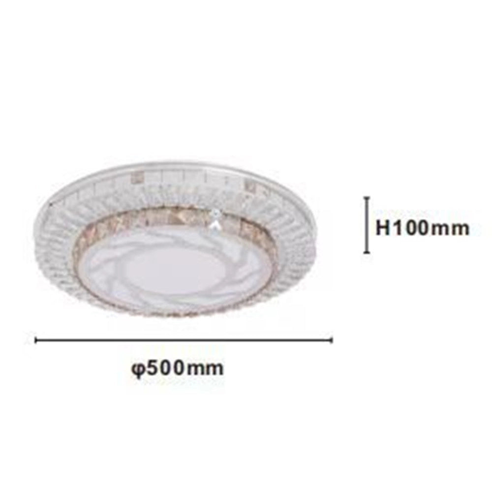 Trade Shop - Plafoniera Soffitto 65w ø50cm Led Design A Strati Cristalli Vortice Luce Fredda 27683 -