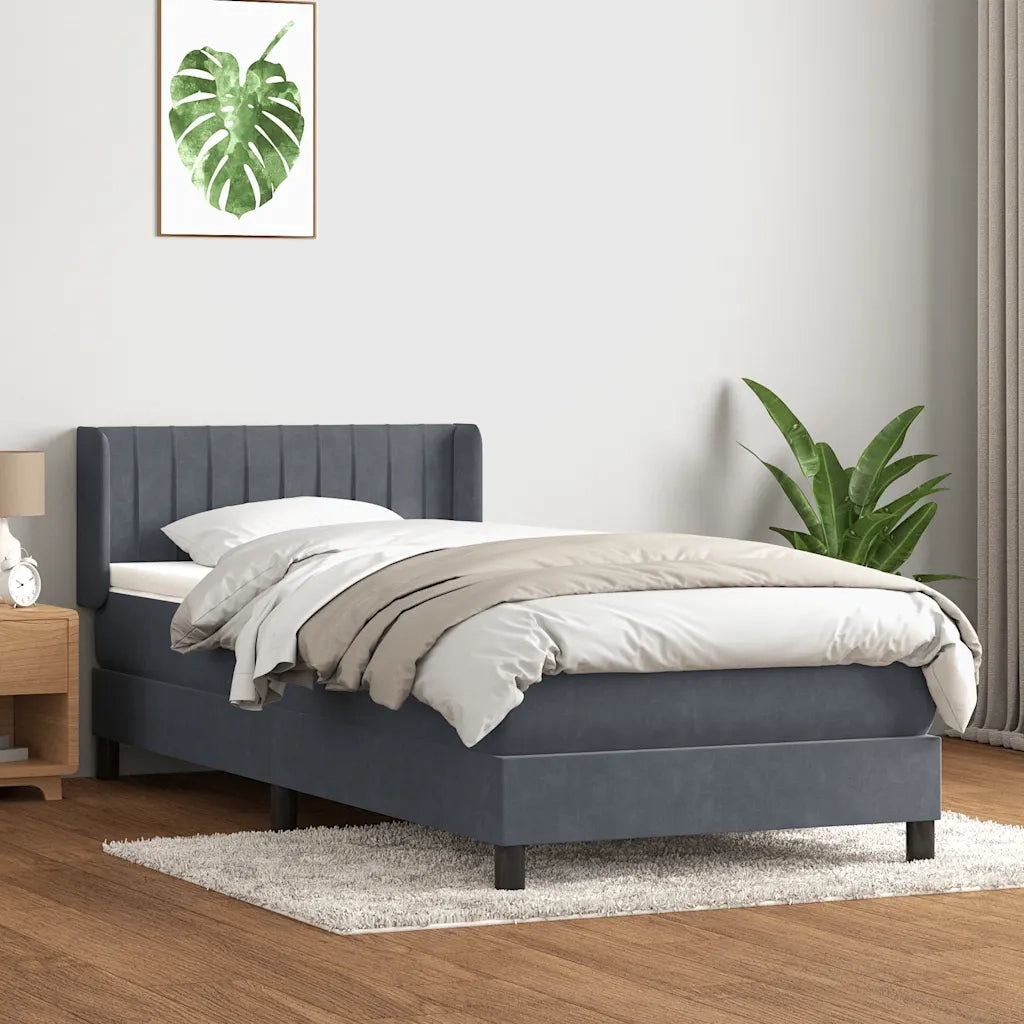 vidaXL Giroletto a Molle con Materasso Grigio Scuro 80x210 cm Velluto