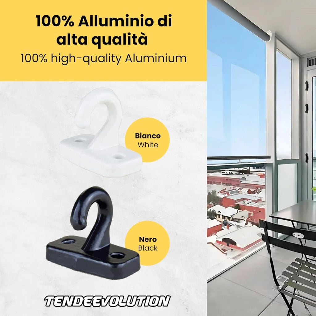 Gancio a Pavimento per tende da sole, Ringhiera ad Uncino Per Tenda a Caduta in Alluminio Colore Nero