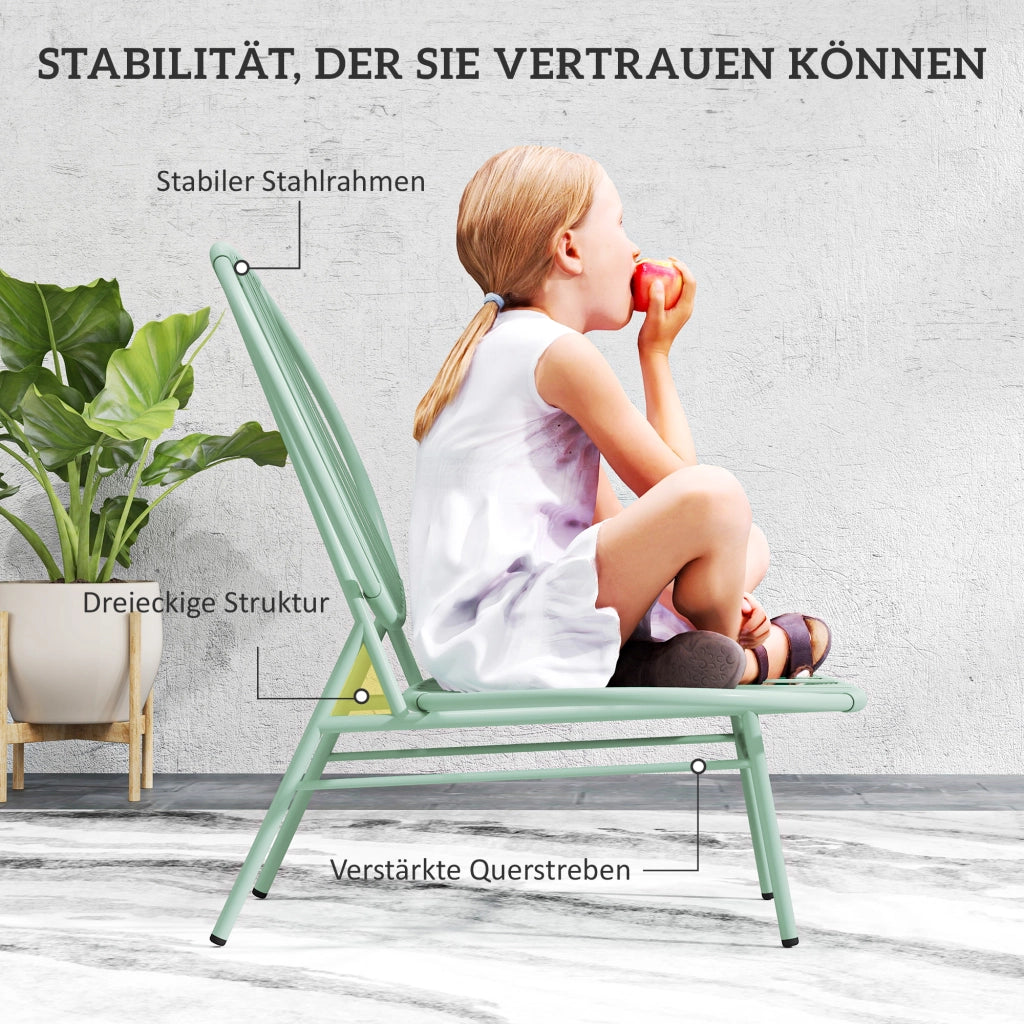 Set Bistrot 3 Pezzi in Polyrattan con Sedie a Guscio ¨C Zephmum ¨C Verde