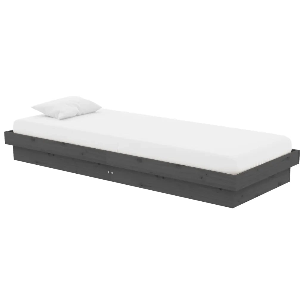 Giroletto-Struttura Letto in Legno Massello Grigio 75x190 cm Small Single 465916