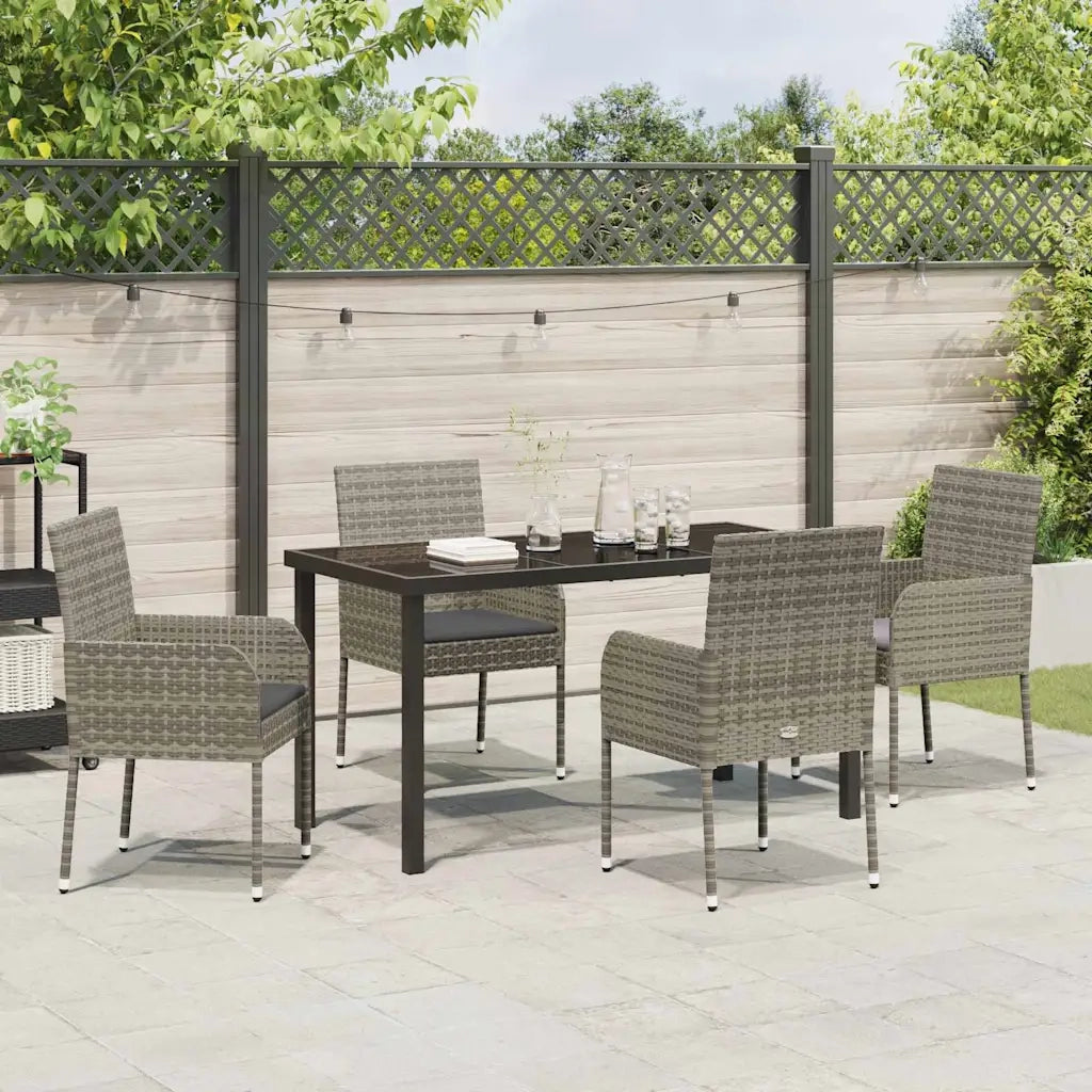 Set da Pranzo per Giardino con cuscino 5 pcs Grigio polyrattan 3380109