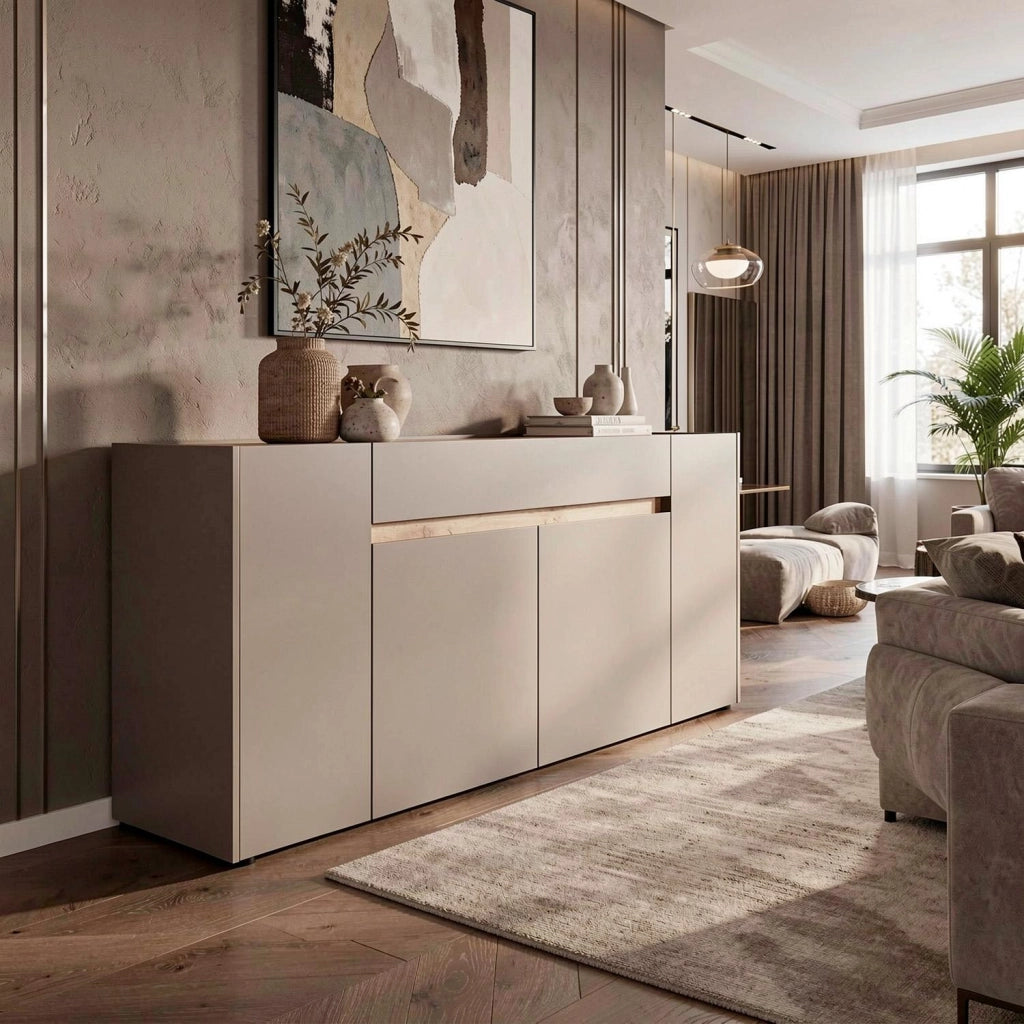 Credenza Moderna Madia Con 4 Ante E 1 Cassetto Mobile Contenitore Per Sala Da Pranzo Soggiorno Design Senza Maniglie Elegante Capiente 170 X 85 X 40 Cm Congo E Rovere