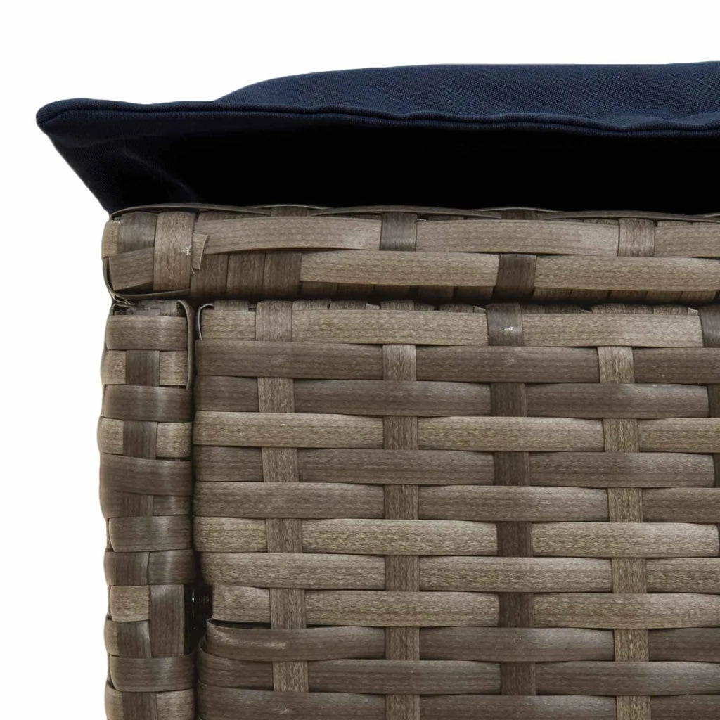 Sedia da giardino-Poggiapiedi da Giardino Grigio e Blu Navy 80 x 38 x 42 cm