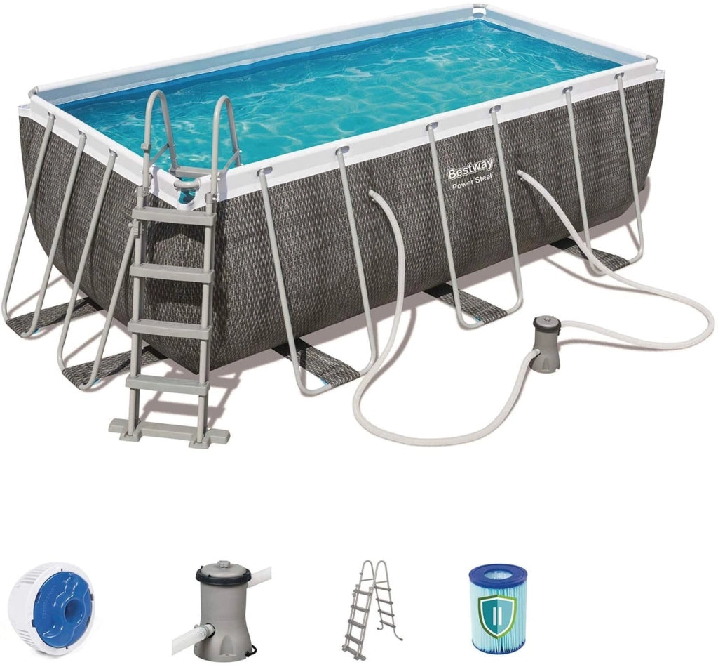 Piscina Bestway Power Steel 412x201x122 cm con Scaletta e Dosatore ChemConnect