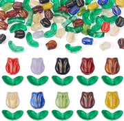 Fiori di Tulipano in Vetro 100 Pezzi - Collana in Vetro - Foglia di Collana - Creazione di Gioielli - Artigianato Fai da Te - Materiale di Alta Qualità - Collana in Vetro