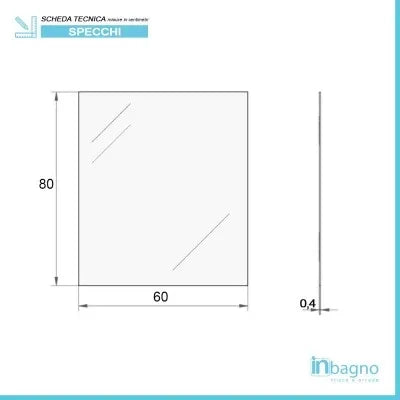 Specchio bagno 60x80 cm a filo lucido con installazione reversibile