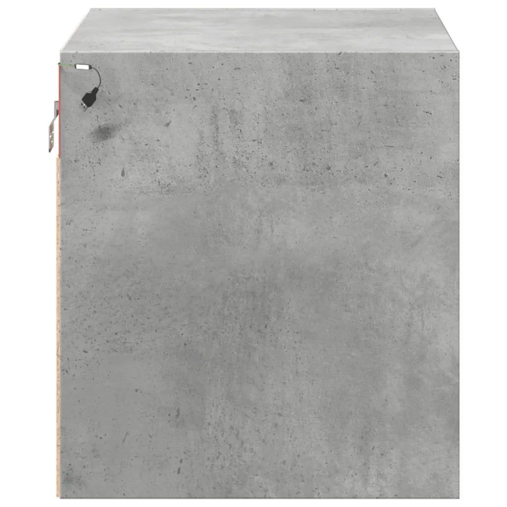 Comodini a Parete con Luci LED 2 pz-Set di 2 Tavolino da notte Grigio Cemento 461339