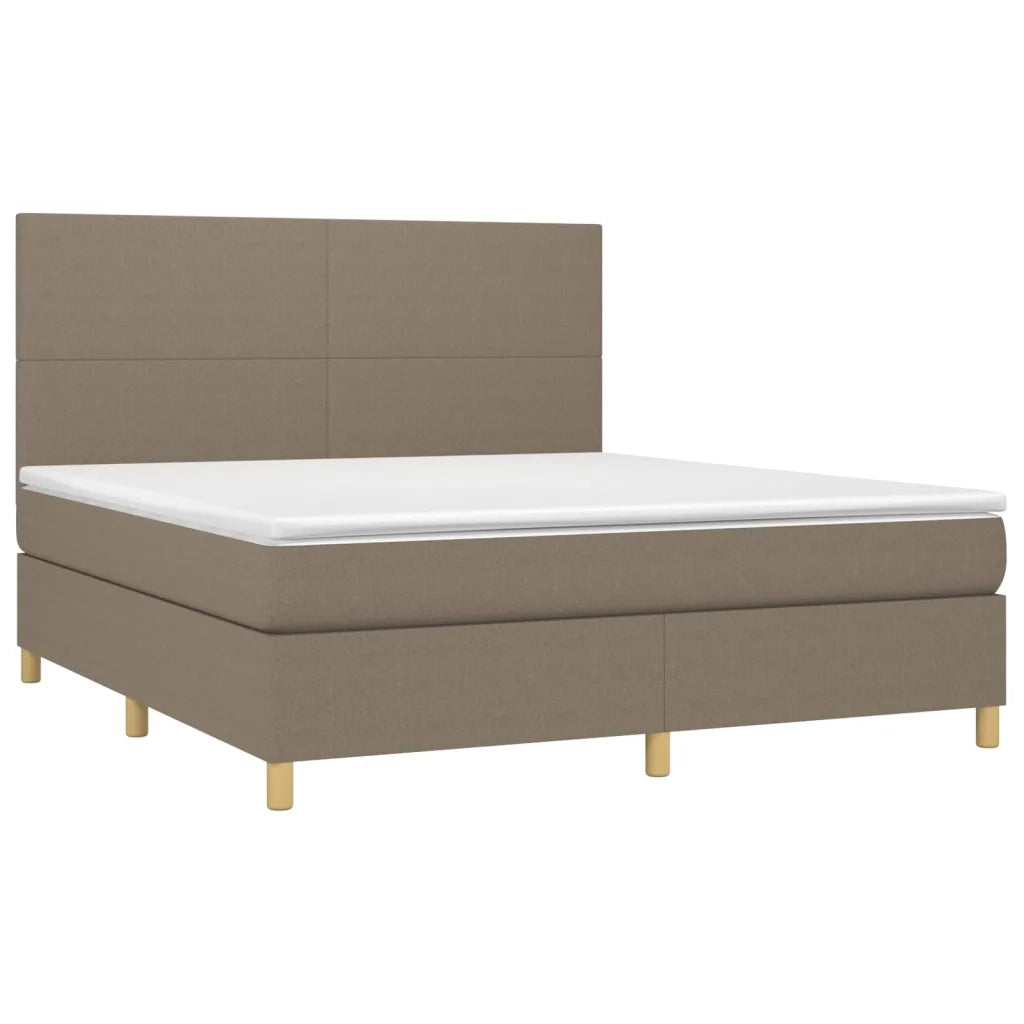 Letto a Molle con Materasso e LED Tortora 180x200 cm in Tessuto