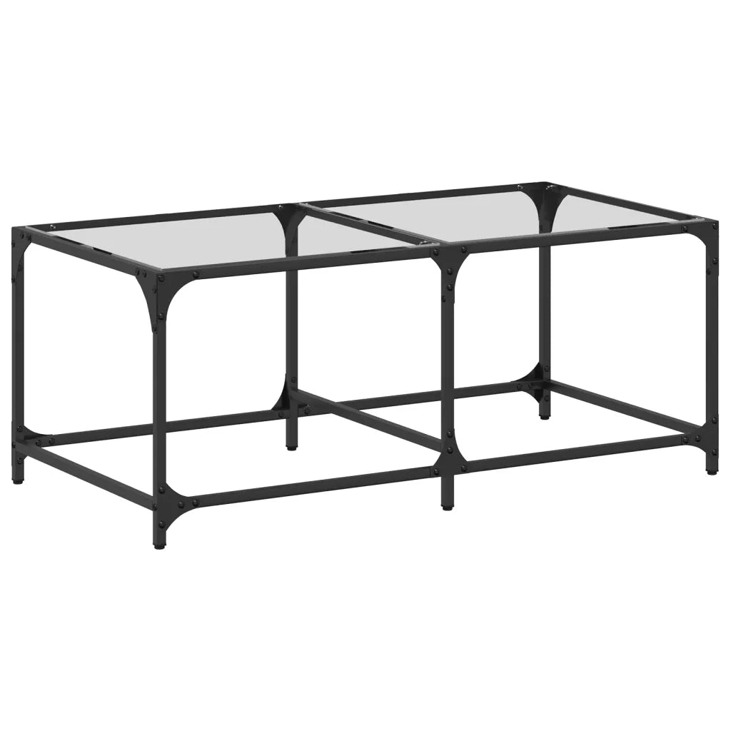 Tavolini con Piano Vetro Trasparente 2 pz 98,5x50x40 cm Acciaio 845978