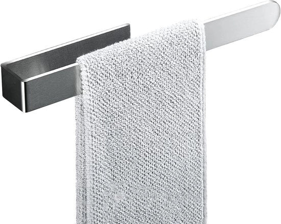Sostegno per asciugamano senza perforazione - in acciaio inossidabile autofissante - 33 cm - colore argento