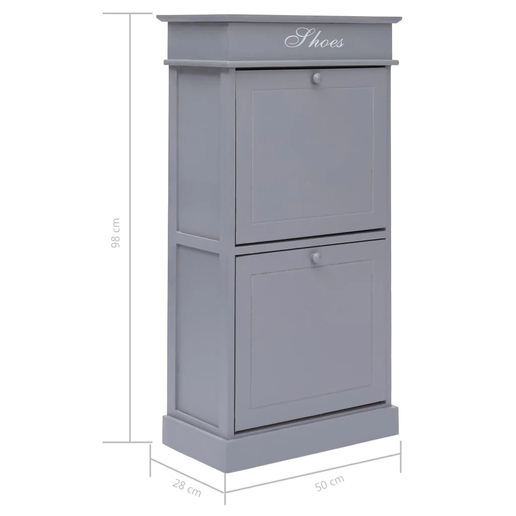 Scarpiera mobile contenitore per scarpe mobile per ingresso/corridoio/soggiorno 50 x 28 x 98 cm legno di Paulownia grigio 02_0021774