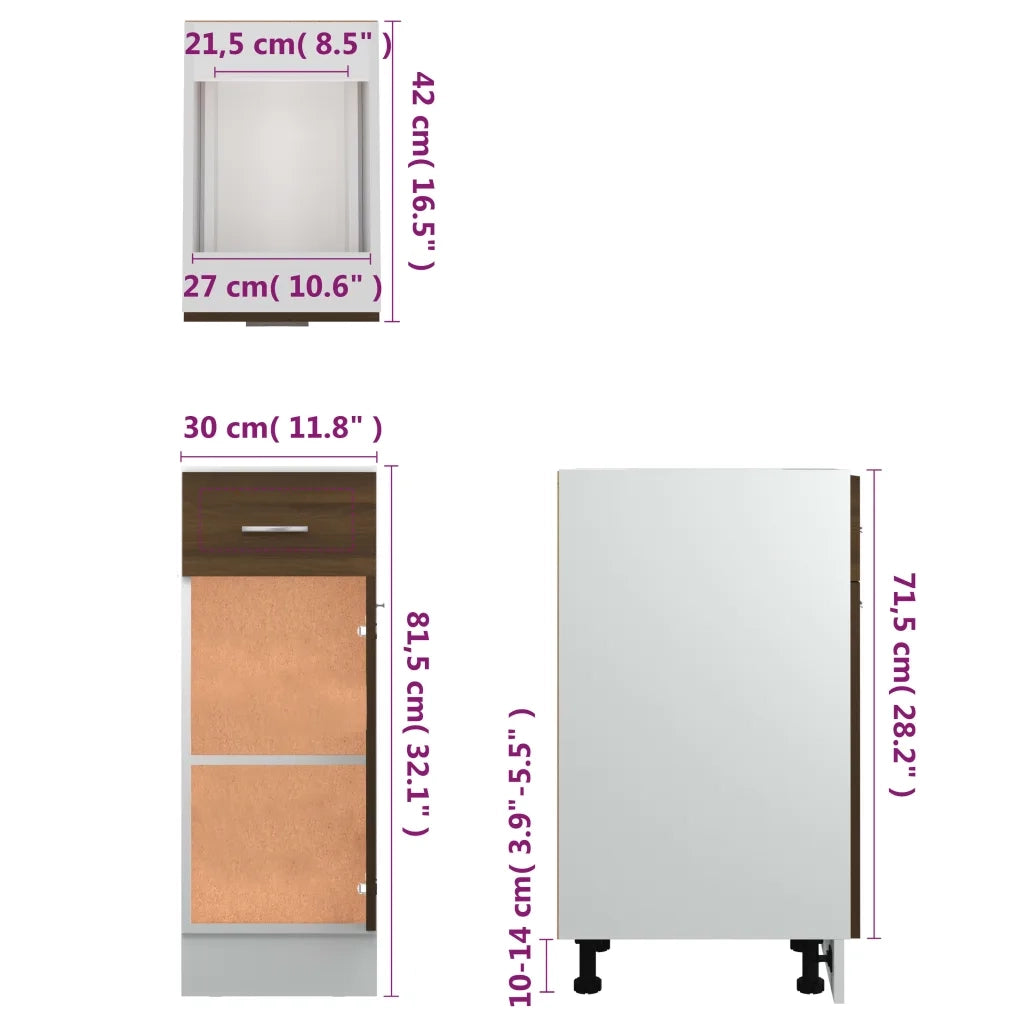 Mobile con Cassetto “Lyon” Rovere Marrone 30x46x81,5 815569