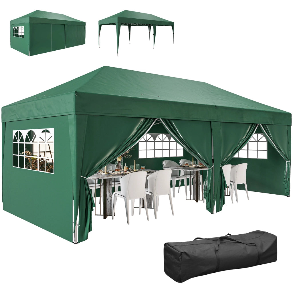 Pavillon 6x3 m ¨C zephmum ¨C Pop-up, con Finestre, Porta con Zip, UV Resistente, Grigio