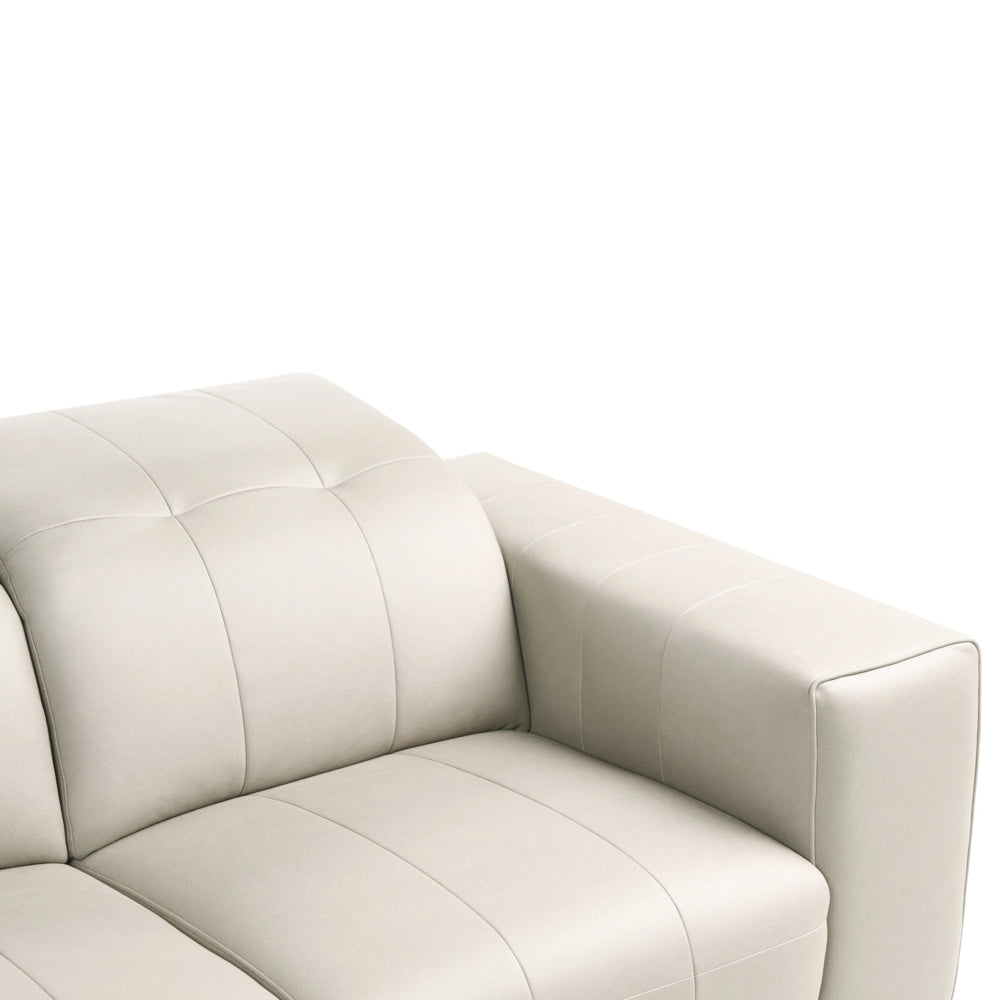 Divano in ecopelle con poggiatesta regolabile e gambe in metallo Beige stile moderno