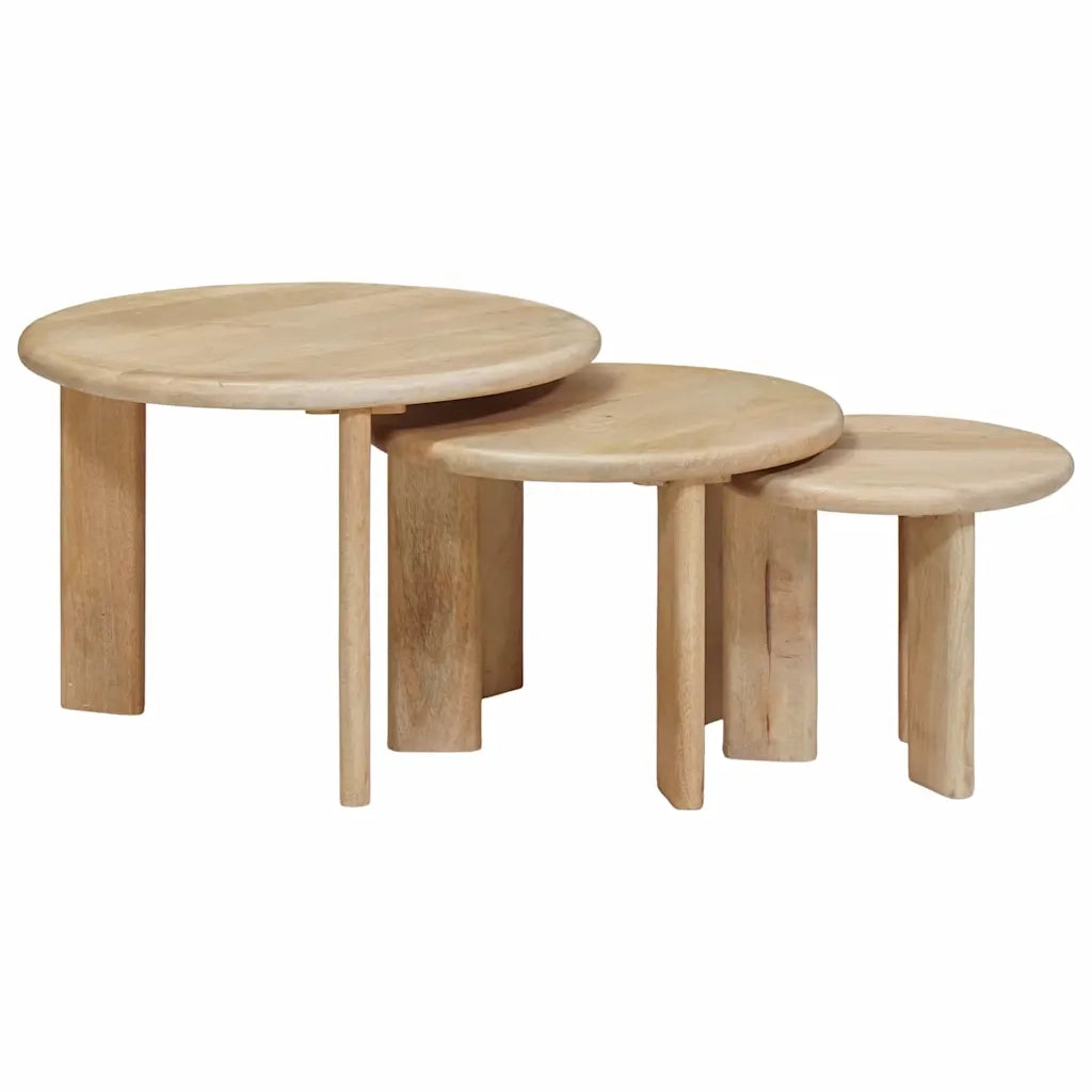 Tavoli da Caffè Nido 3 pcs Nero Legno di mango massello