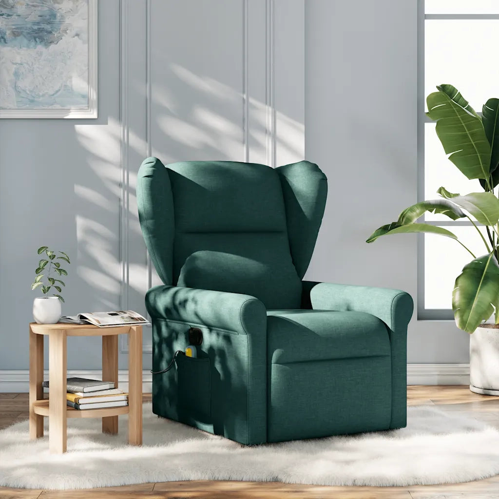 Divano Sedia-Poltrona Massaggiante Reclinabile Verde Scuro in Tessuto 179703