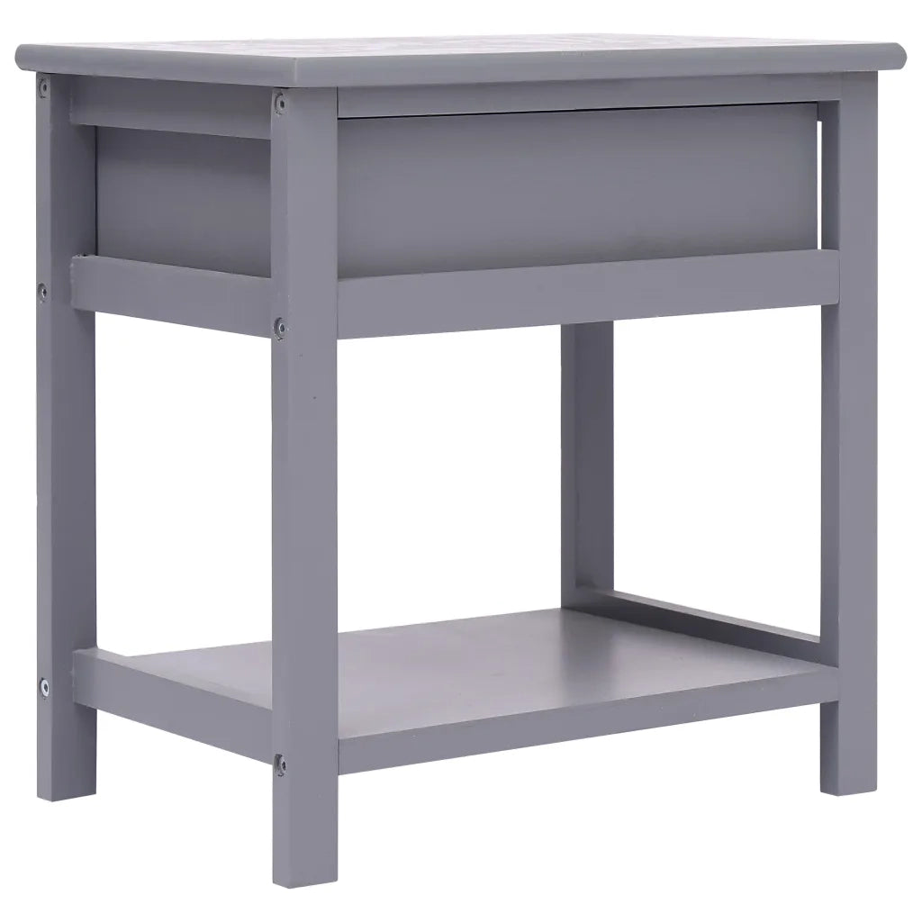 Comodini 2pz-Set di 2 Tavolino da notte Grigi 40x29x42 cm in Legno di Paulonia