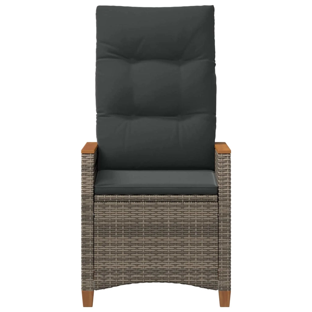 Sedia da giardino reclinabile Grigio e Grigio Scuro polyrattan