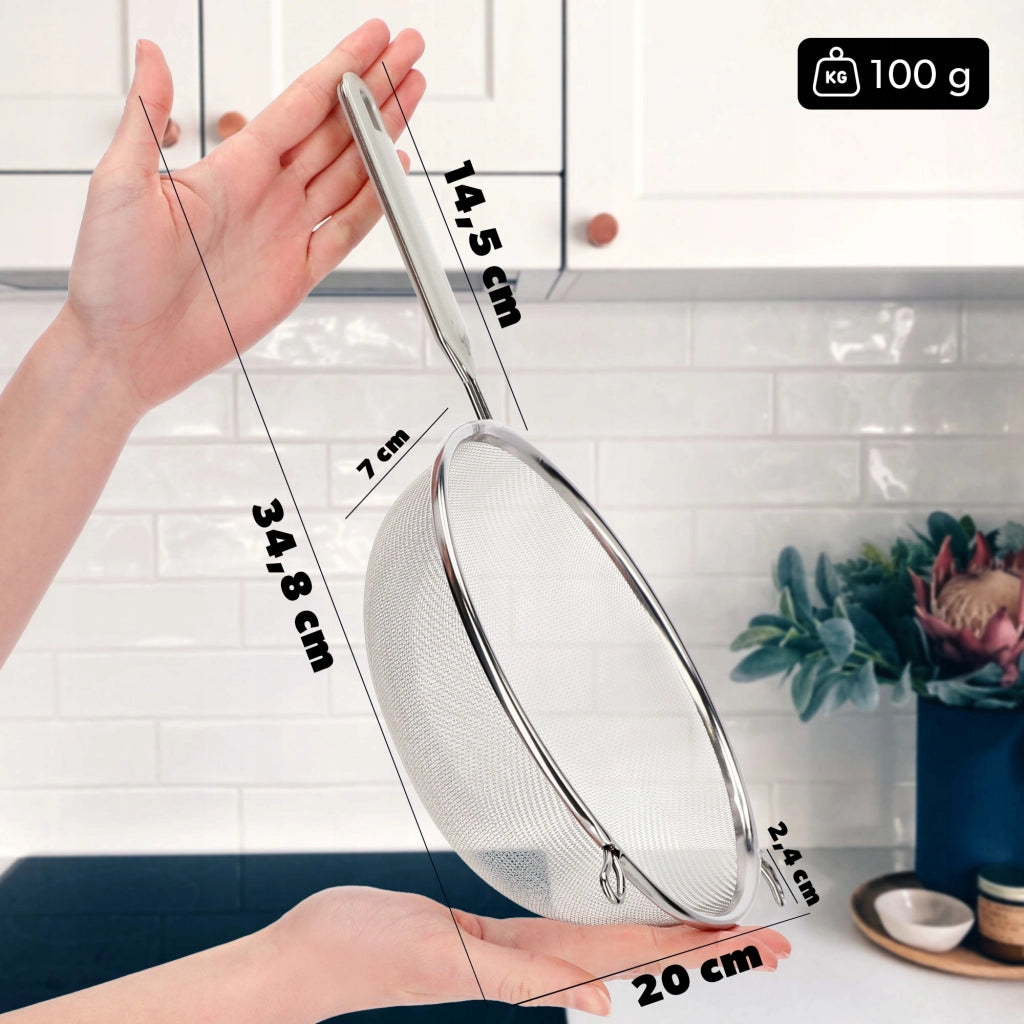Colino da cucina KADAX con manico in acciaio per setacciare la farina, denso, 20 cm