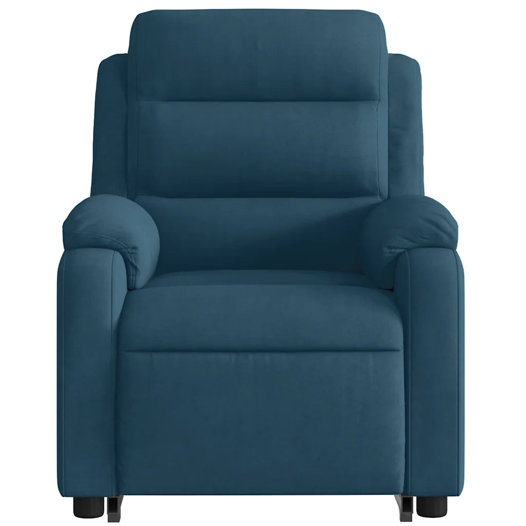 Poltrona Alzapersona Reclinabile Blu in Velluto 3205102