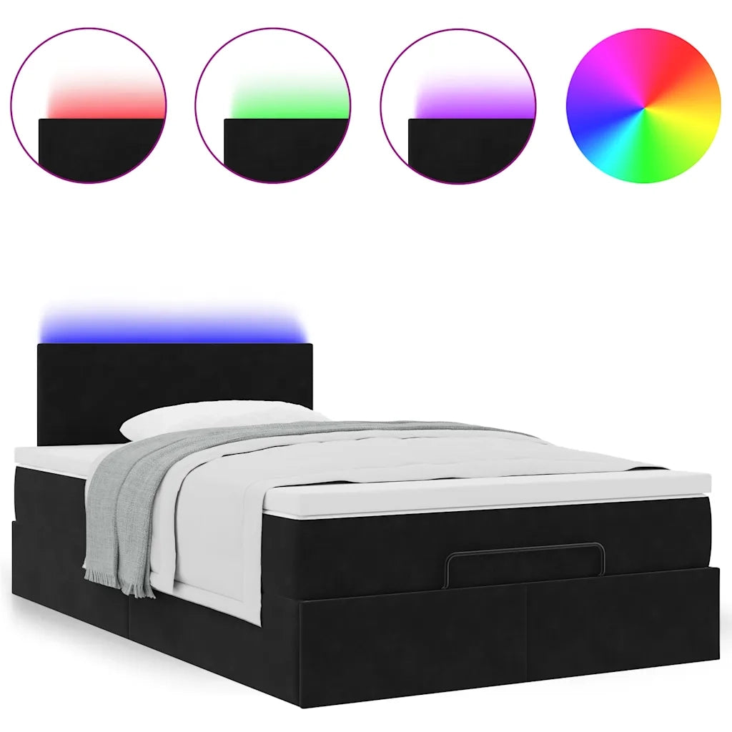 Pouf Letto con Materasso e LED Nero 120x190cm in Velluto 3312538