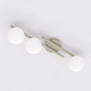 Lampada a sospensione Kairo in acciaio beige e vetro opale