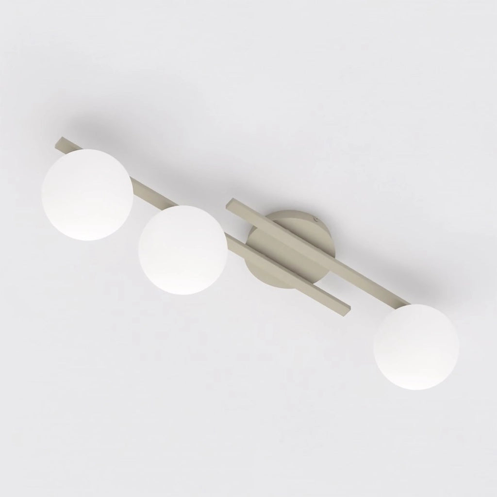 Lampada a sospensione Kairo in acciaio beige e vetro opale