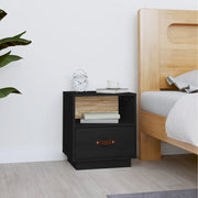 Comodino-Tavolino da notte Nero 40x34x45 cm in Legno Massello di Pino 823133
