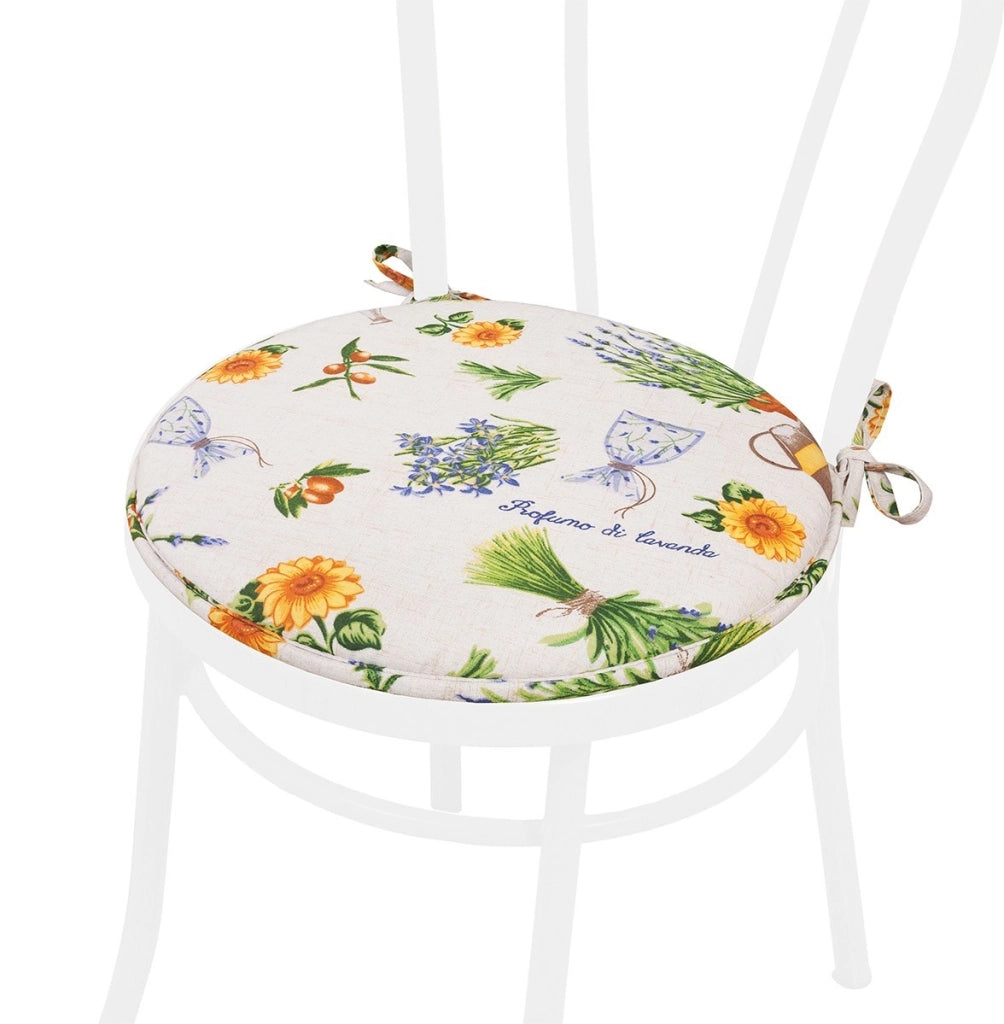 Set 4 Cuscini Sedia Provenza Rotondi Cotone Lavabili Morbidi Coprisedie Tondi Stile Provenzale