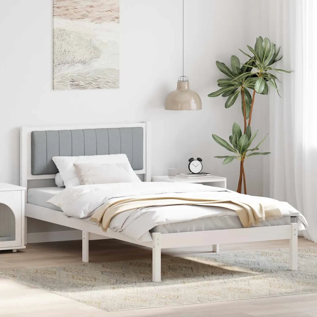Letto con Testiera Rivestita-Struttura Letto con Testiera Grigio chiaro 100 x 200 cm 200349