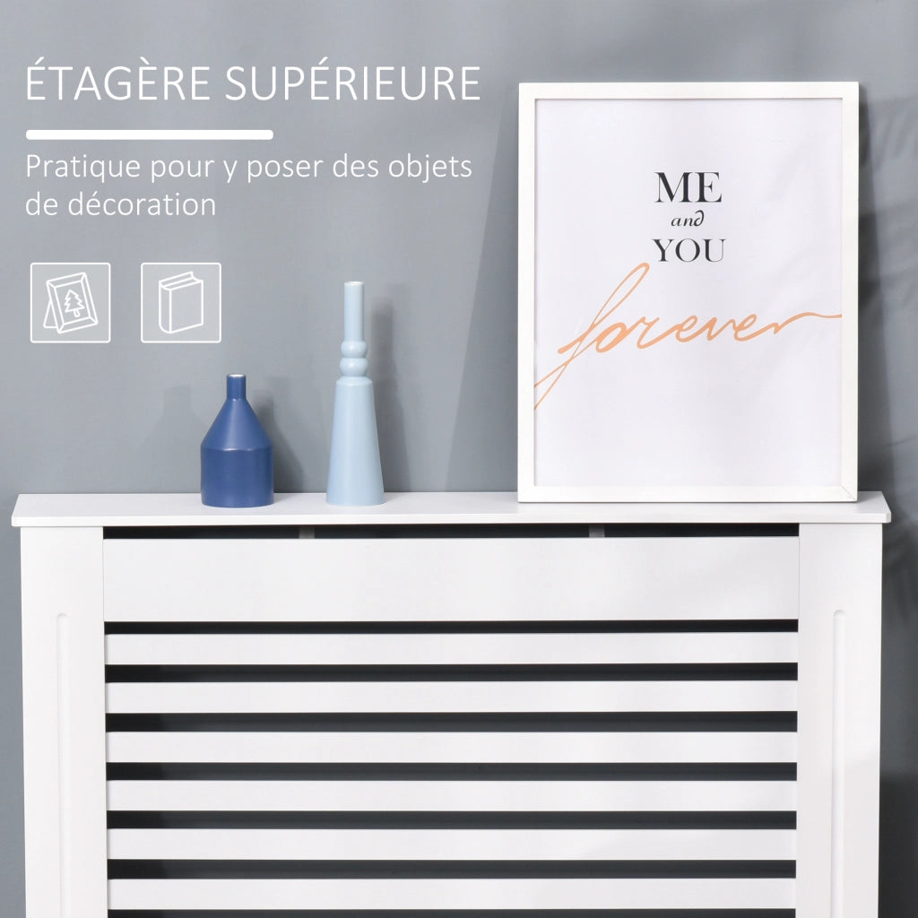 Armadio per termosifoni con ante a doghe ¨C zephmum ¨C Bianco 112x19x81 cm