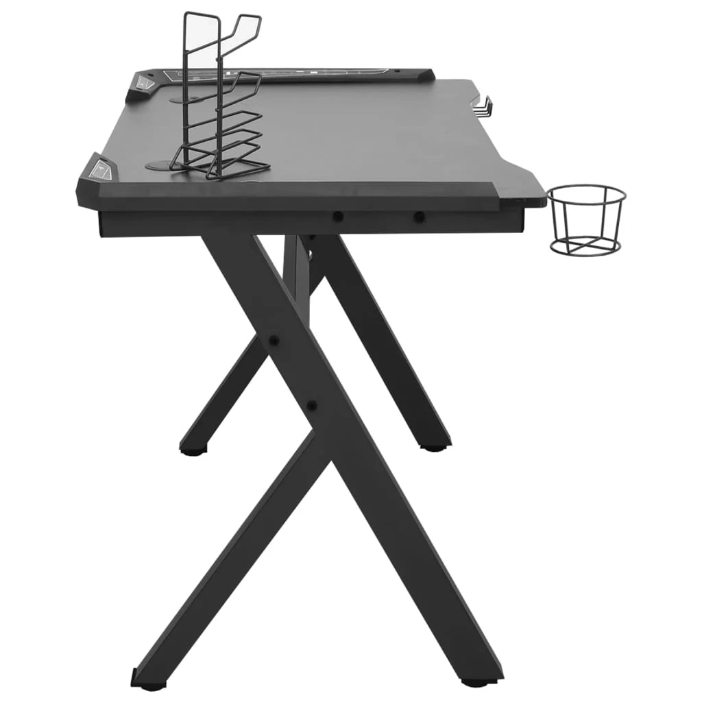 Scrivania LED a Y postazione di lavoro mobile per computer studio scrivania da gioco 110 x 60 x 75 cm nero 02_0023776
