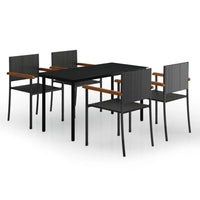 Set Mobili da Pranzo per Giardino 5 pz Nero cod mxl 35634