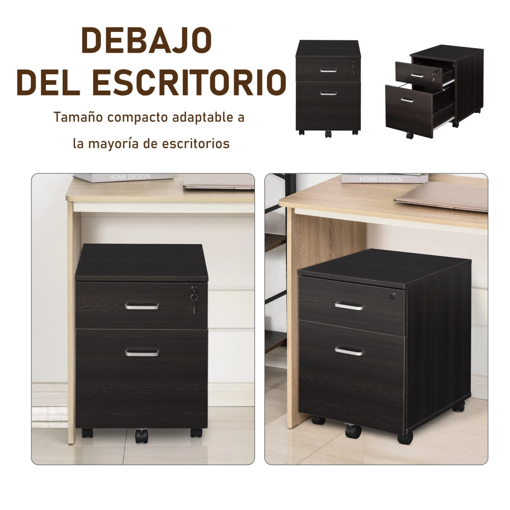 Cassettiera Mobile con Ruote per Archiviazione A4 ¨C Zephmum ¨C Wengu¨¦ 40x45x55,6 cm