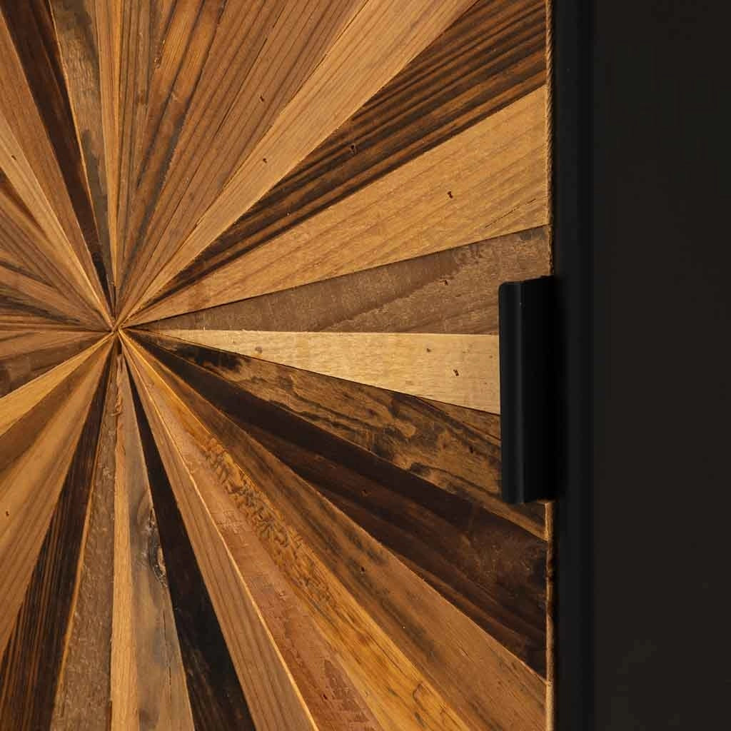 Comodino in legno di recupero nero con 1 anta 40x35x61h cm