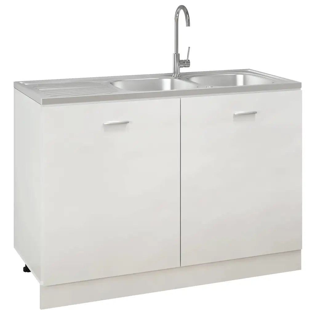 Lavello da Cucina Doppia Vasca Argento 1200x600x155 mm Acciaio 147239
