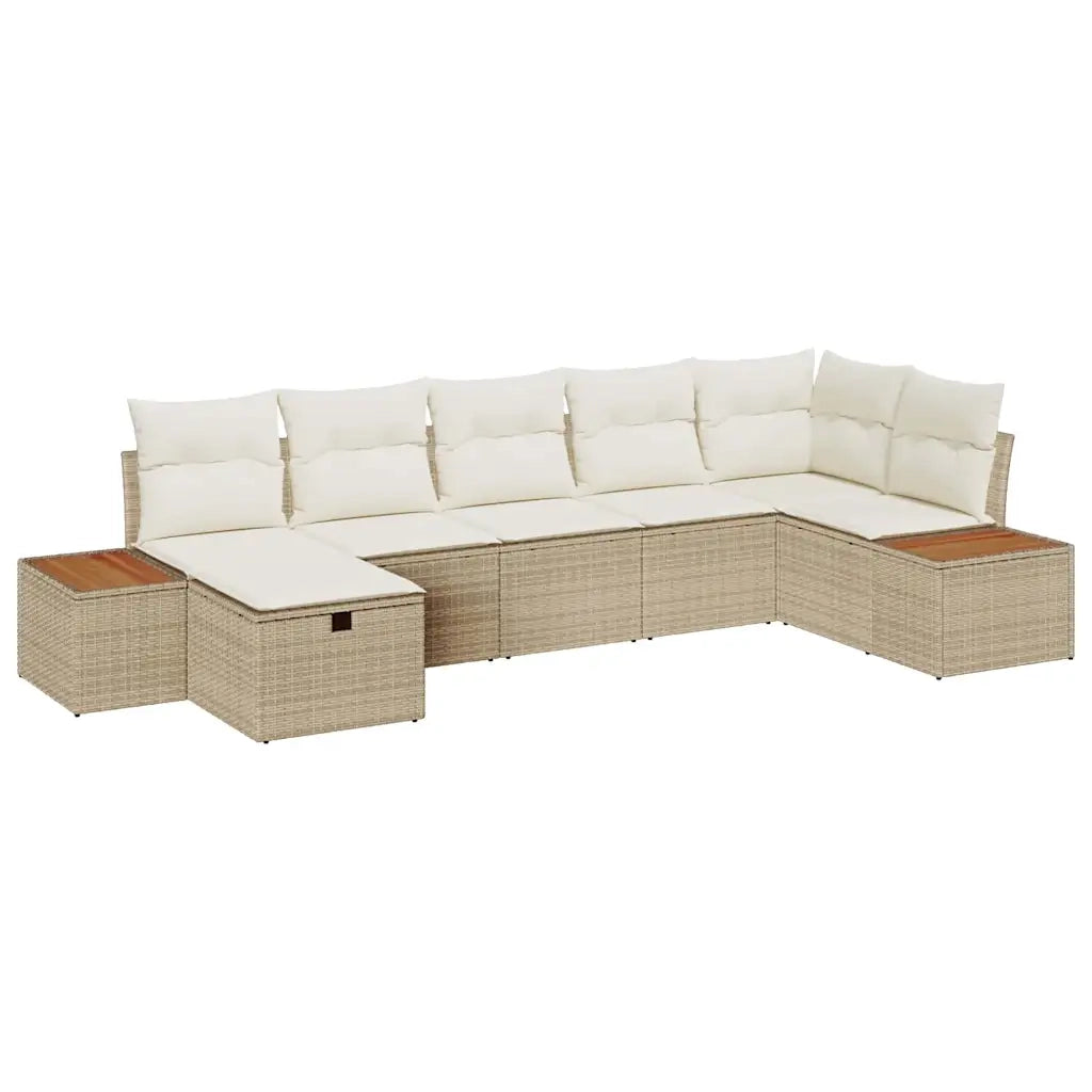 Set Divano da Giardino con cuscino 7 pcs Beige polyrattan 3359643
