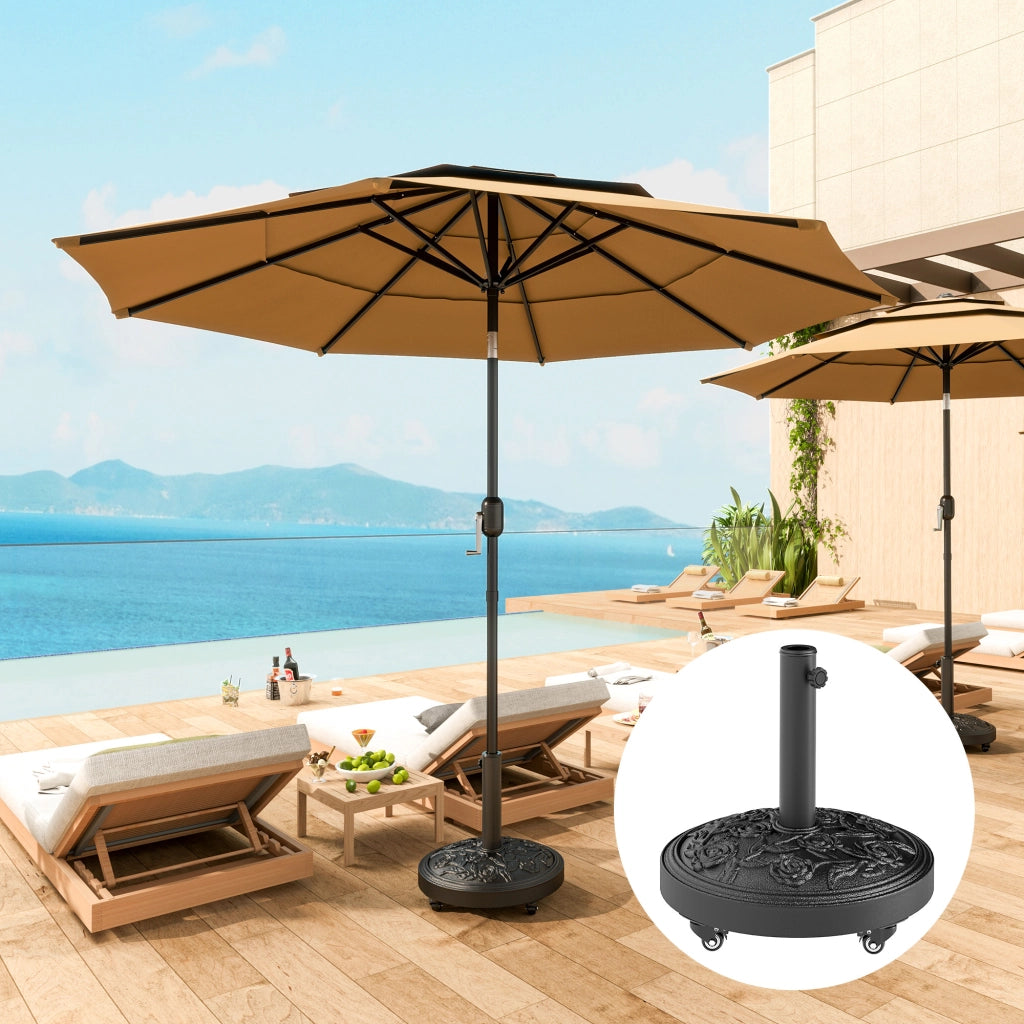 Socle Parasol Esterno in Resina 21 kg ¨C zephmum ¨C Nero, ? 49x42 cm, per mastro ?32/38/48 mm, con ruote
